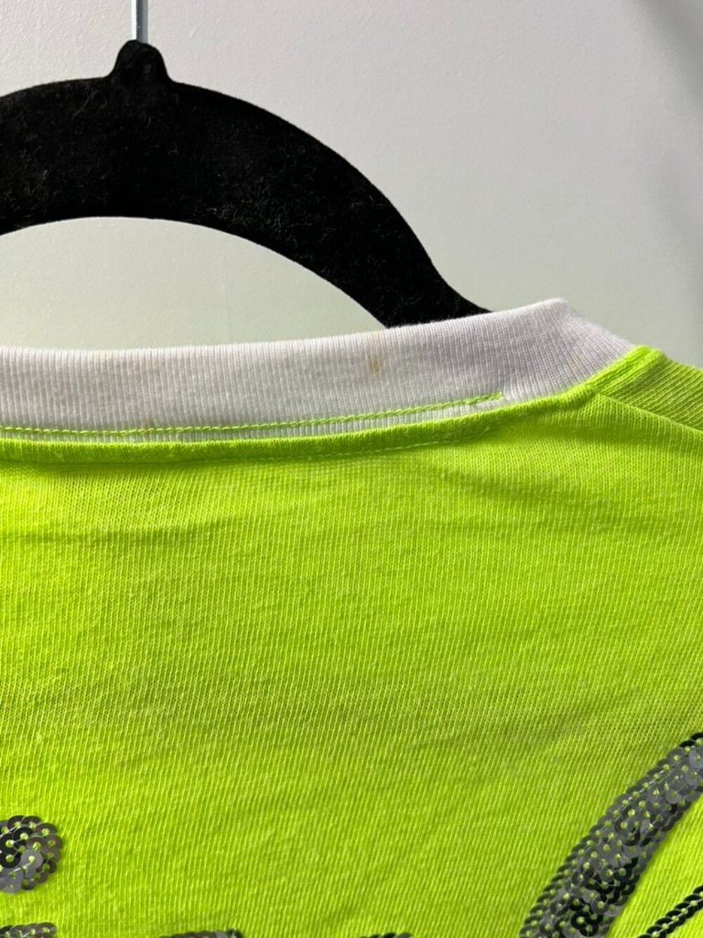 PINK Victoria's Secret Bling Campus Long Sleeve Tee XS Neon Yellow - Picture 7 of 7